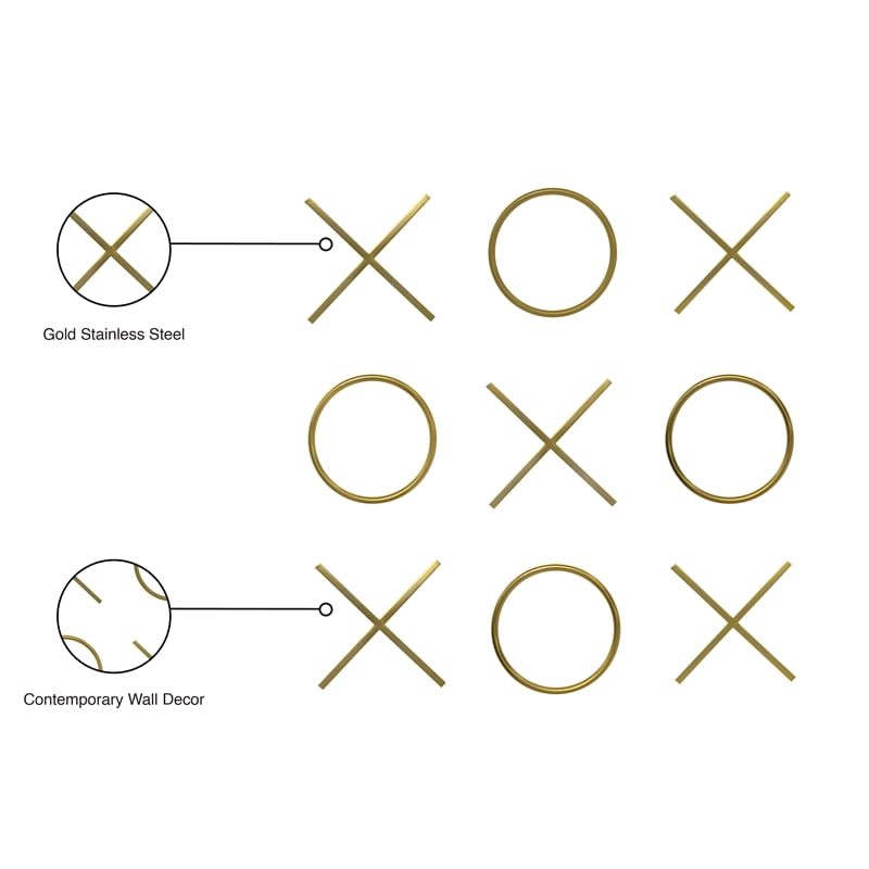 Meridian Furniture XOXO Gold Stainless Steel Contemporary Wall Decor