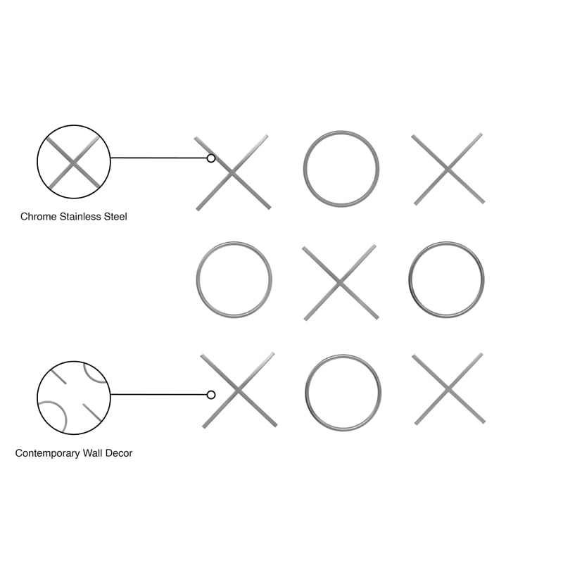 Meridian Furniture XOXO Chrome Stainless Steel Contemporary Wall Decor