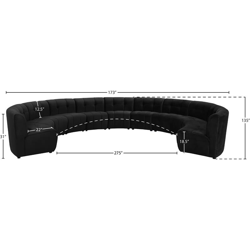 Meridian Furniture Limitless Black Velvet Modular 11 Piece Sectional