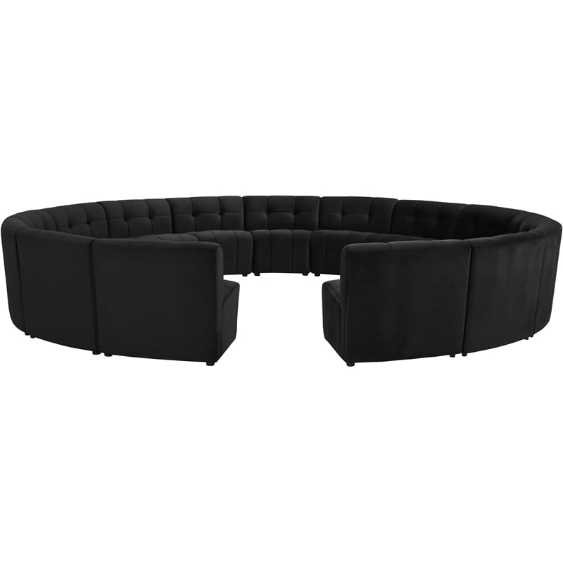 Meridian Furniture Limitless Black Velvet Modular 15 Piece Sectional