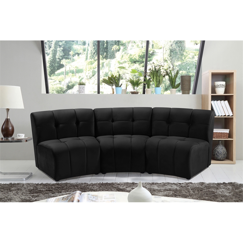 Meridian Furniture Limitless Black Velvet Modular Sofa