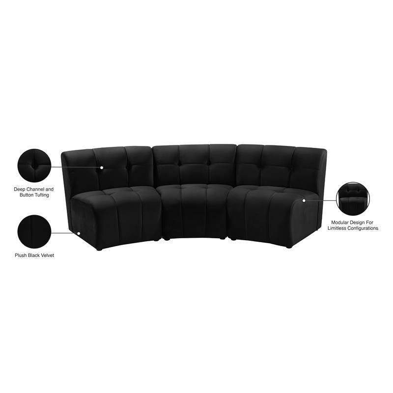 Meridian Furniture Limitless Black Velvet Modular Sofa