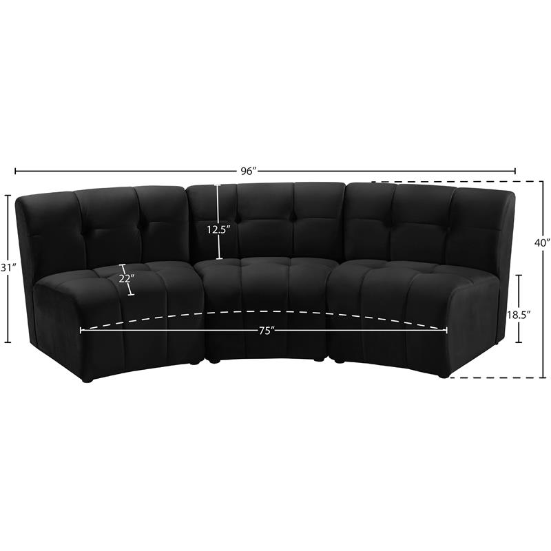 Meridian Furniture Limitless Black Velvet Modular Sofa