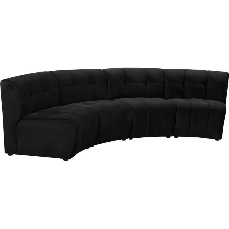 Meridian Furniture Limitless Black Velvet Modular 4 Piece Sectional