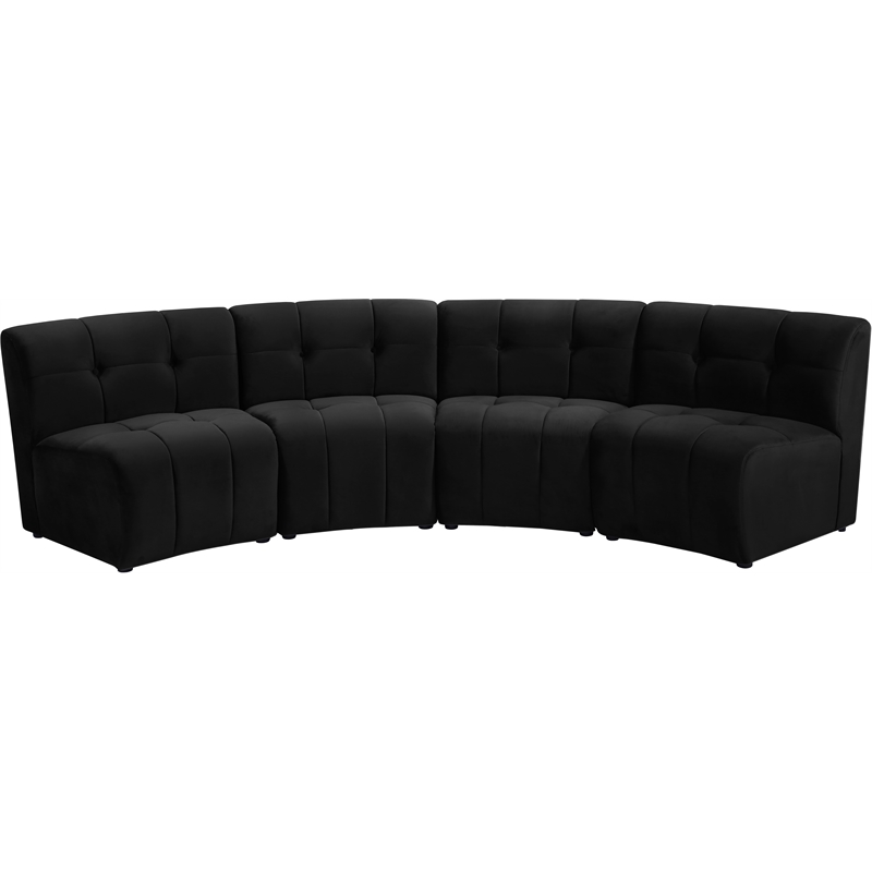 Meridian Furniture Limitless Black Velvet Modular 4 Piece Sectional