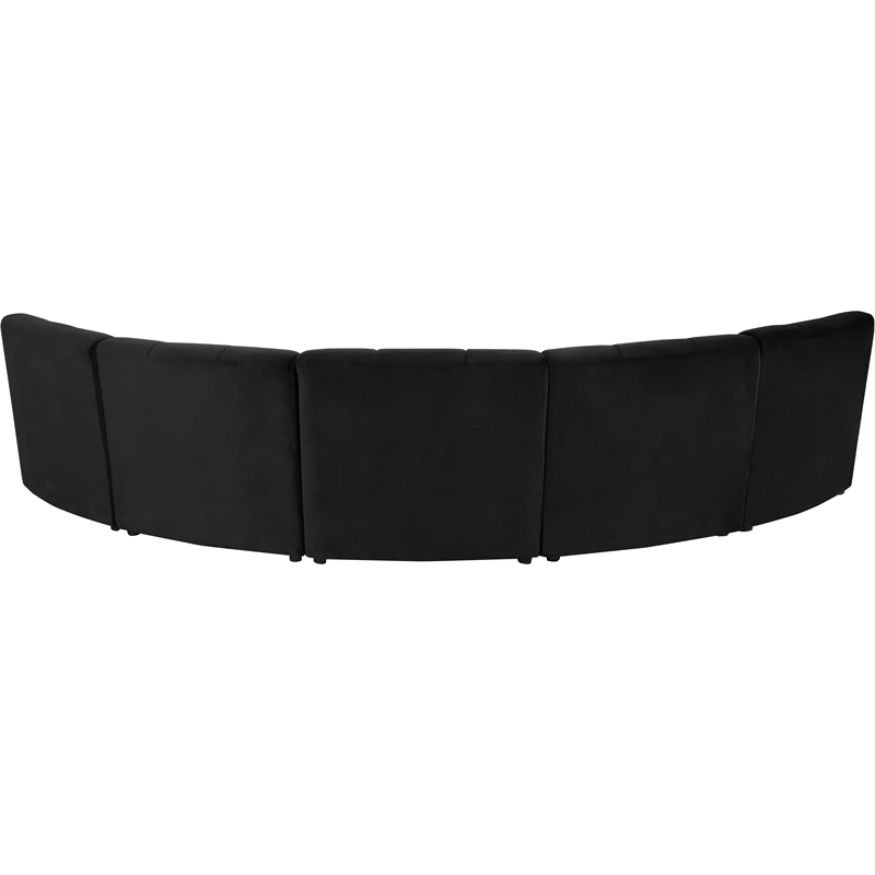 Meridian Furniture Limitless Black Velvet Modular 5 Piece Sectional