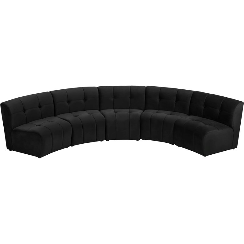 Meridian Furniture Limitless Black Velvet Modular 5 Piece Sectional