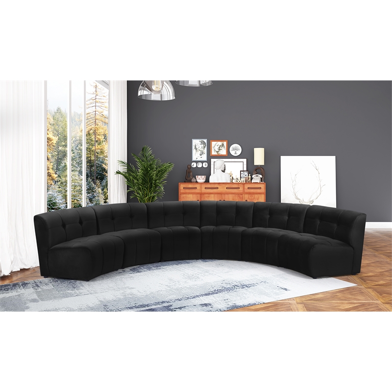 Meridian Furniture Limitless Black Velvet Modular 6 Piece Sectional
