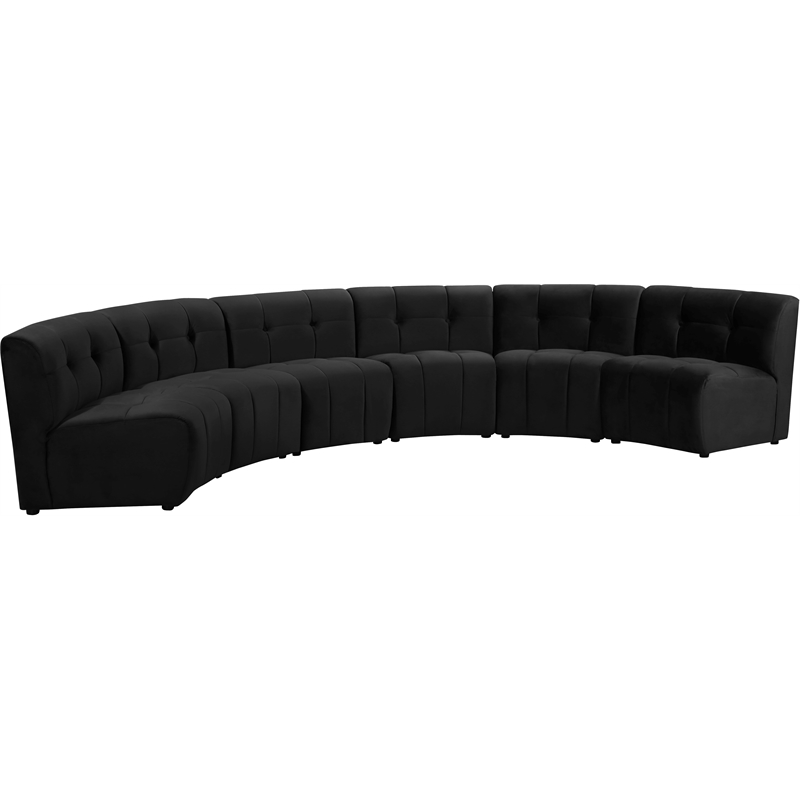 Meridian Furniture Limitless Black Velvet Modular 6 Piece Sectional