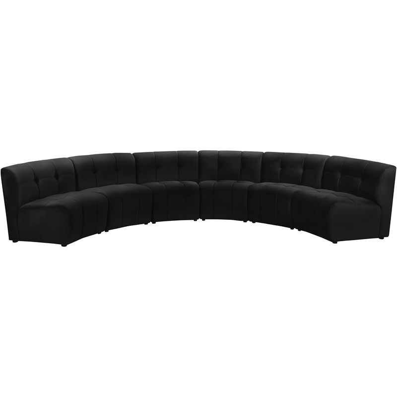 Meridian Furniture Limitless Black Velvet Modular 6 Piece Sectional