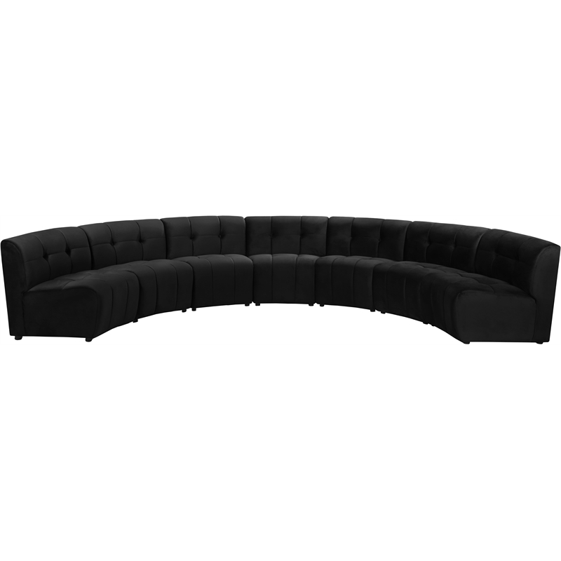 Meridian Furniture Limitless Black Velvet Modular 7 Piece Sectional