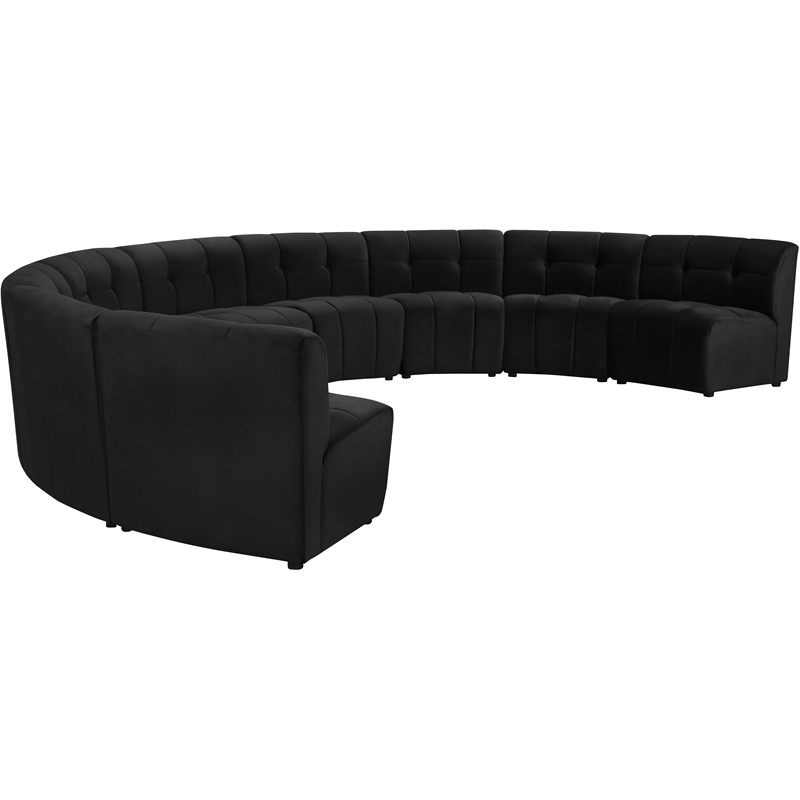 Meridian Furniture Limitless Black Velvet Modular 9 Piece Sectional