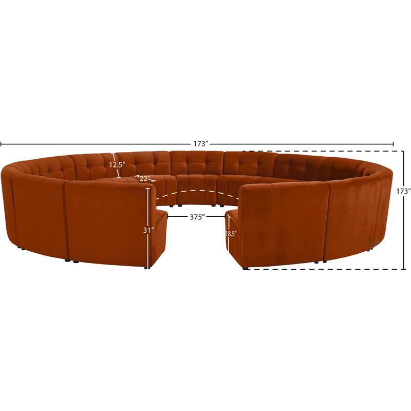 Meridian Furniture Limitless Cognac Velvet Modular 15 Piece Sectional