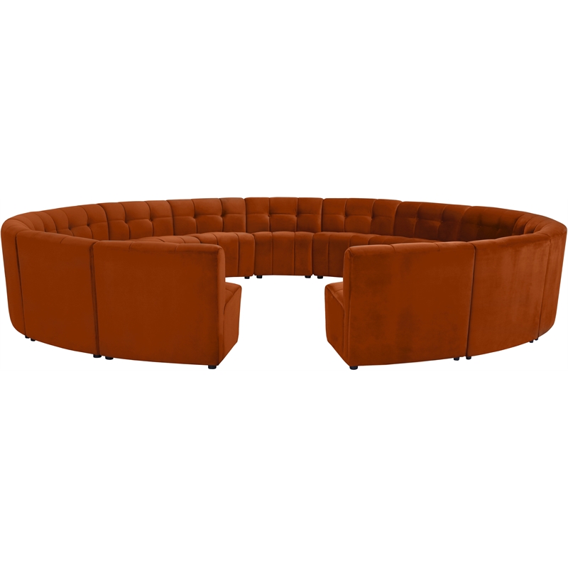 Meridian Furniture Limitless Cognac Velvet Modular 15 Piece Sectional