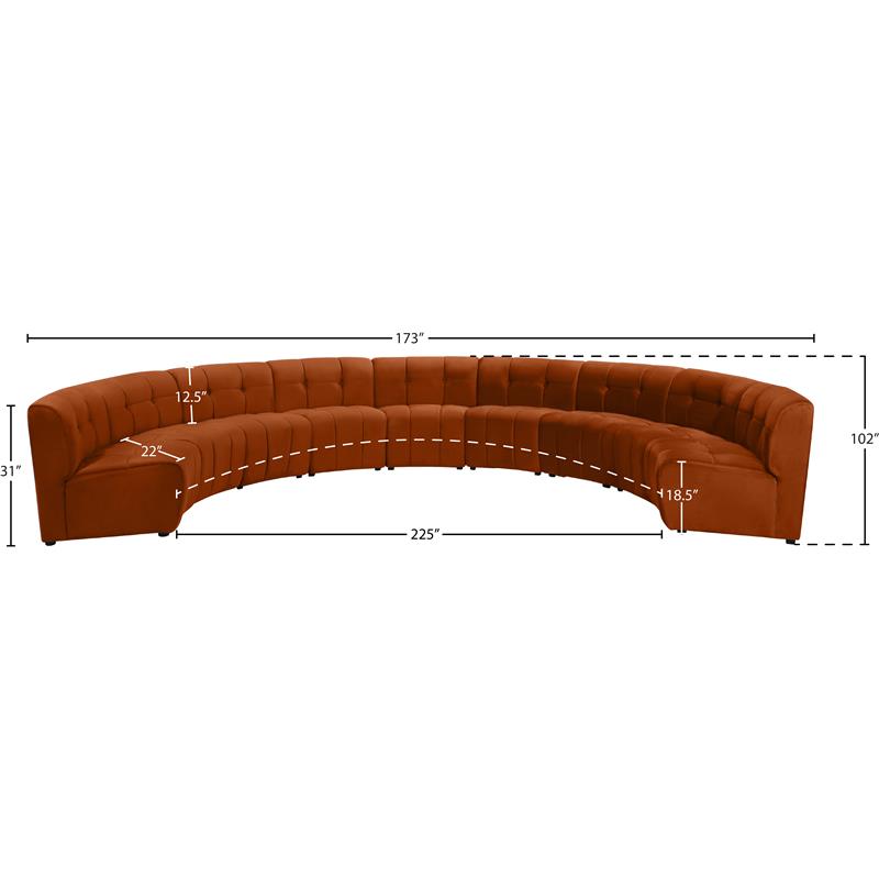 Meridian Furniture Limitless Cognac Velvet Modular 9 Piece Sectional