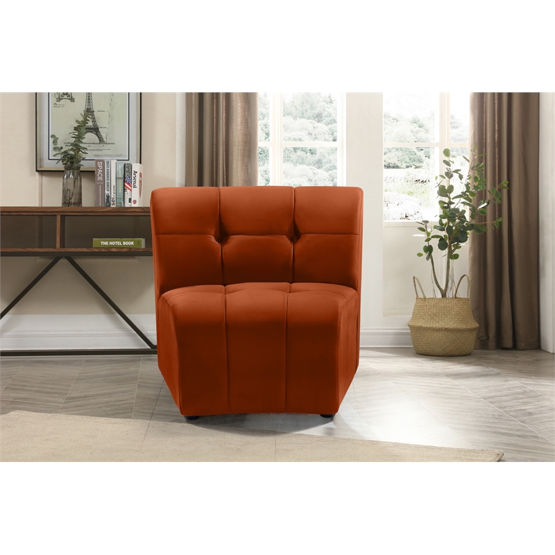 Meridian Furniture Limitless Cognac Velvet Upholstered Modular Chair