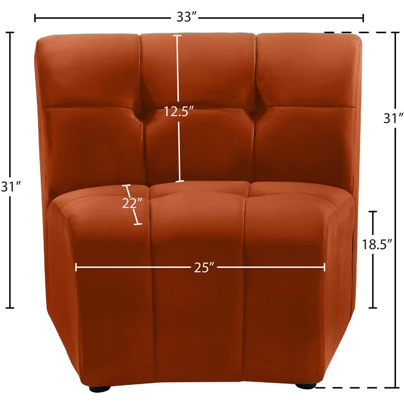 Meridian Furniture Limitless Cognac Velvet Upholstered Modular Chair