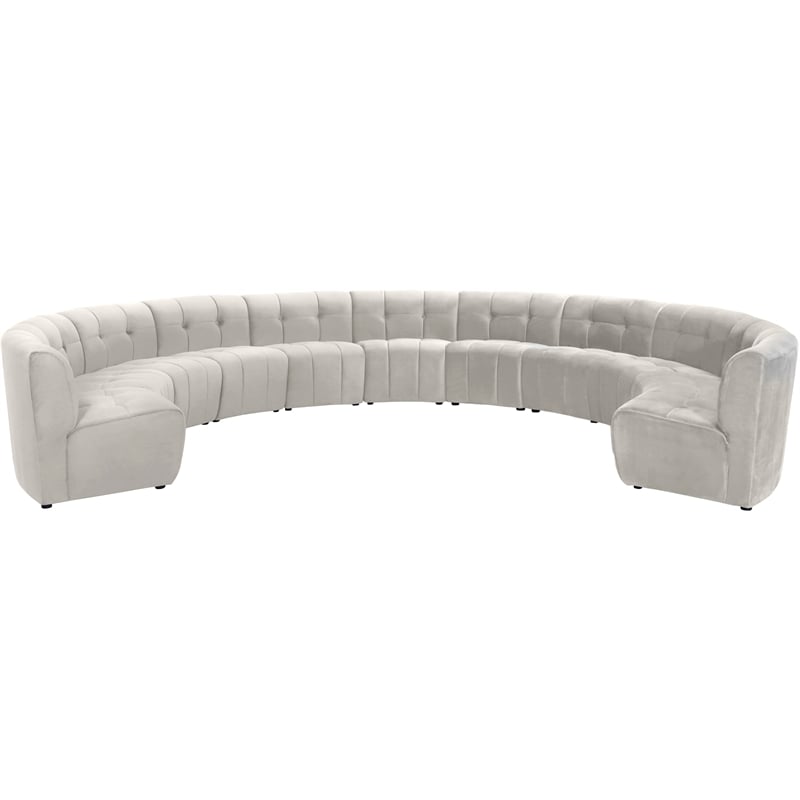 Meridian Furniture Limitless Cream Velvet Modular 11 Piece Sectional
