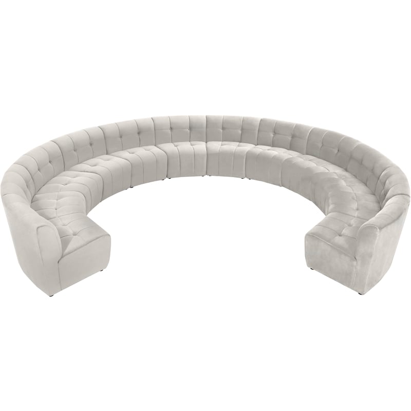 Meridian Furniture Limitless Cream Velvet Modular 12 Piece Sectional