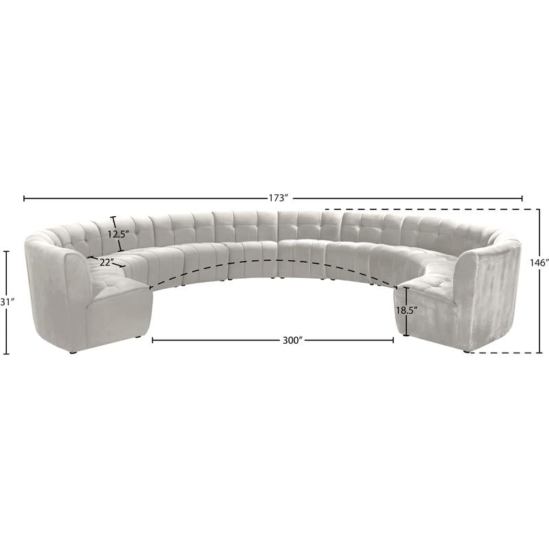 Meridian Furniture Limitless Cream Velvet Modular 12 Piece Sectional