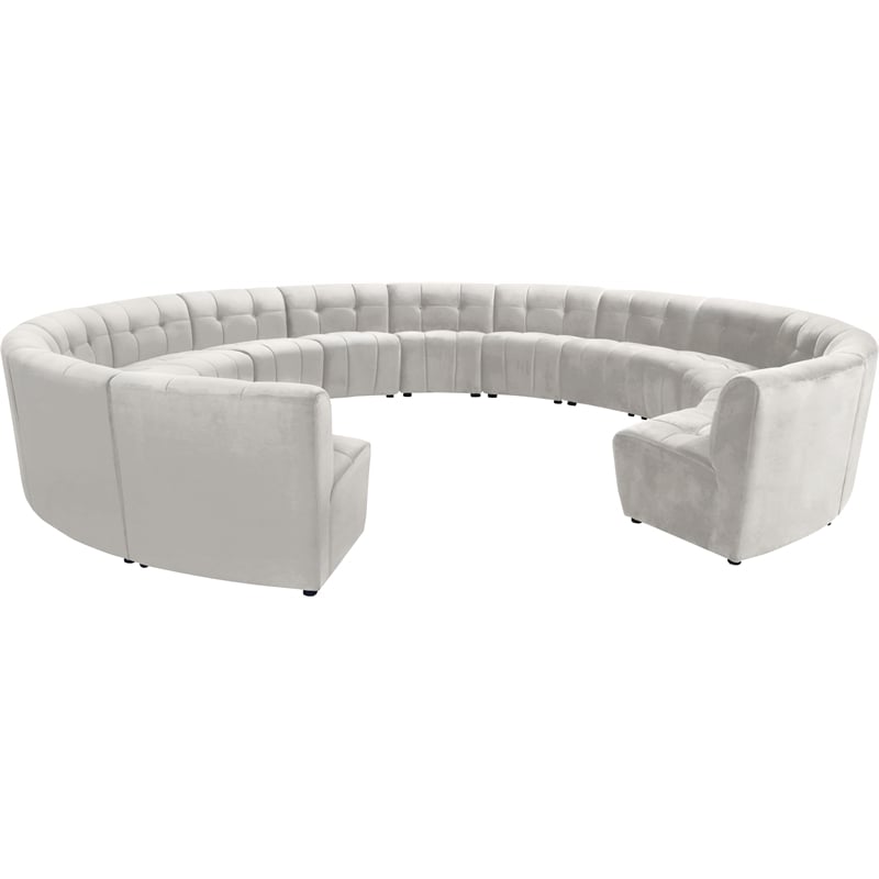 Meridian Furniture Limitless Cream Velvet Modular 14 Piece Sectional