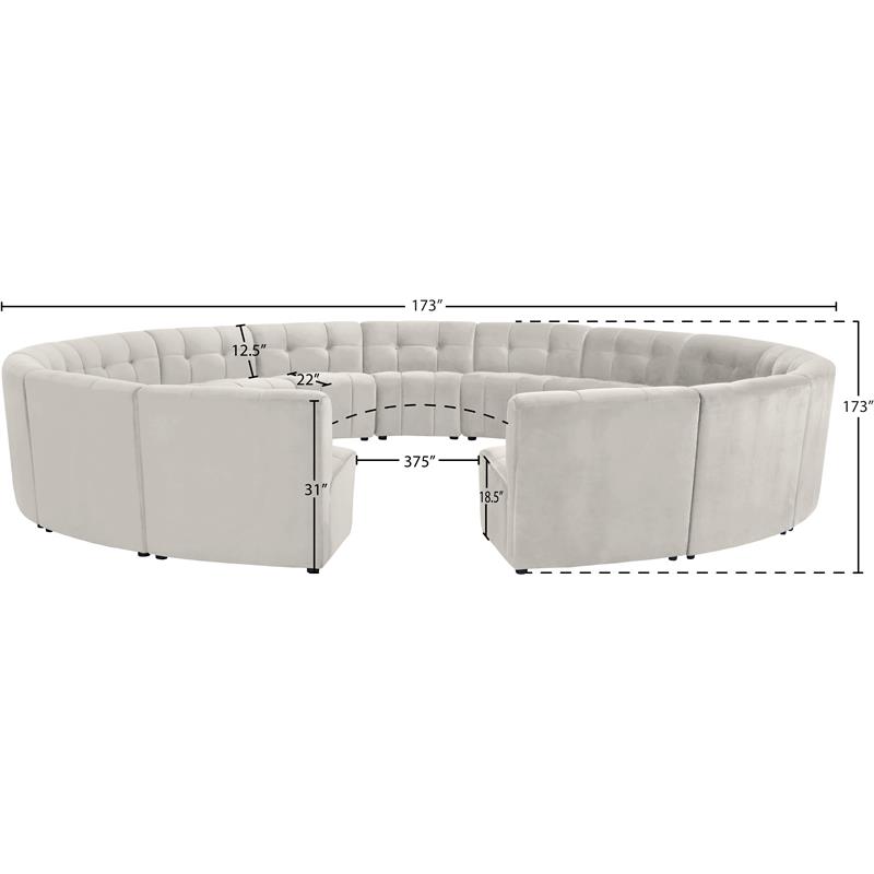 Meridian Furniture Limitless Cream Velvet Modular 15 Piece Sectional