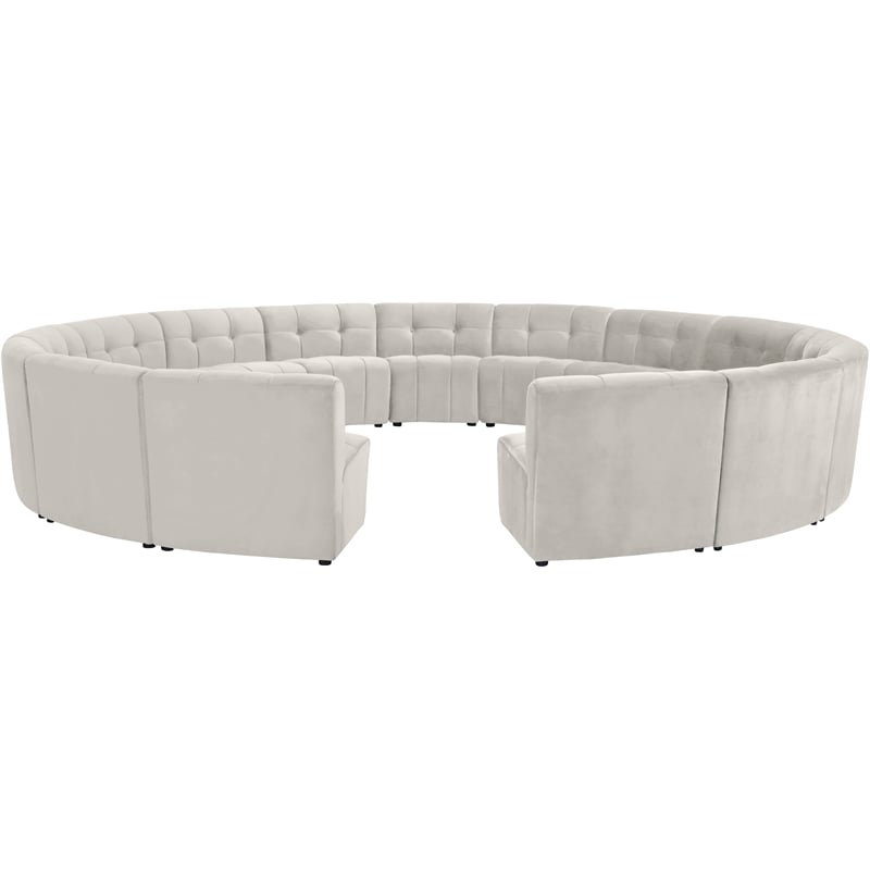 Meridian Furniture Limitless Cream Velvet Modular 15 Piece Sectional