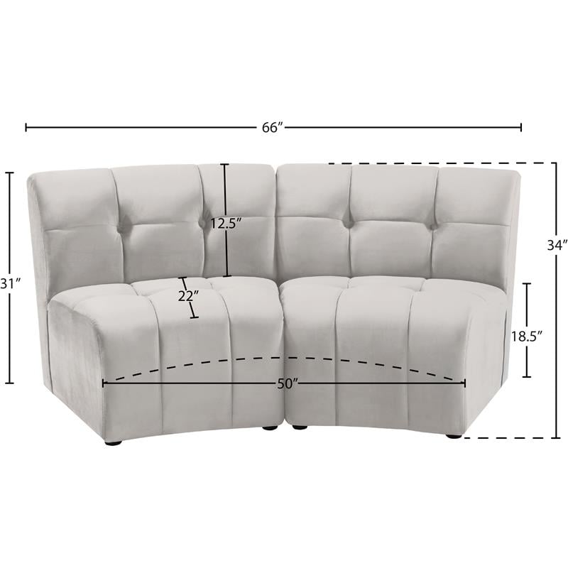 Meridian Furniture Limitless Cream Velvet Modular Loveseat