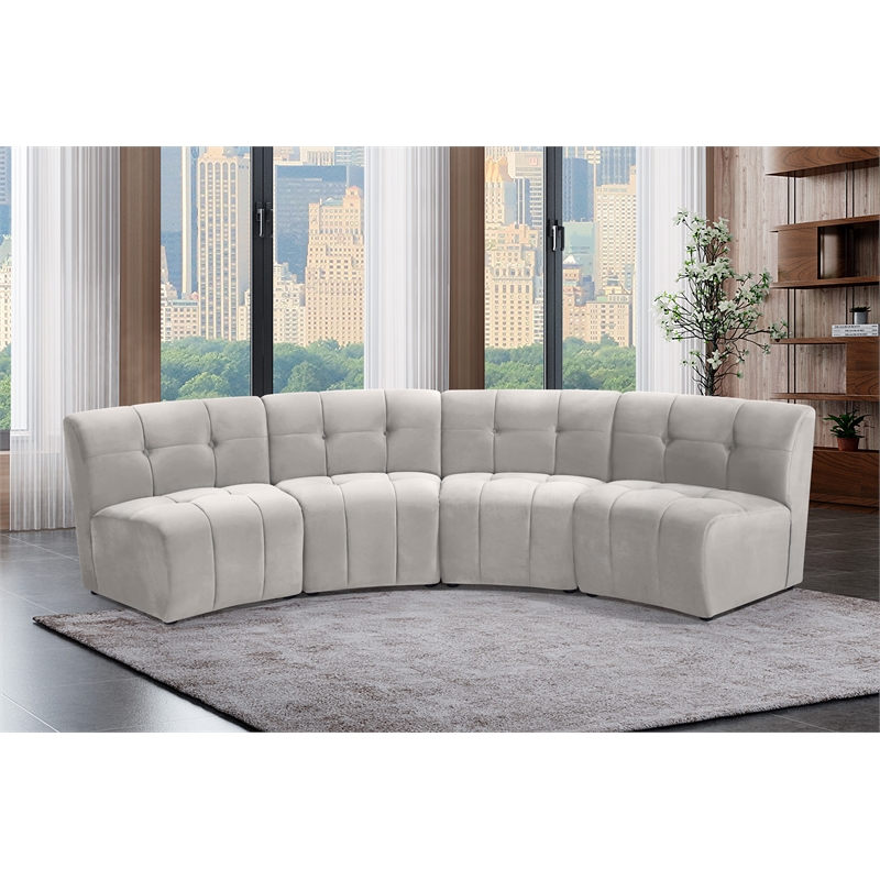 Meridian Furniture Limitless Cream Velvet Modular 4 Piece Sectional