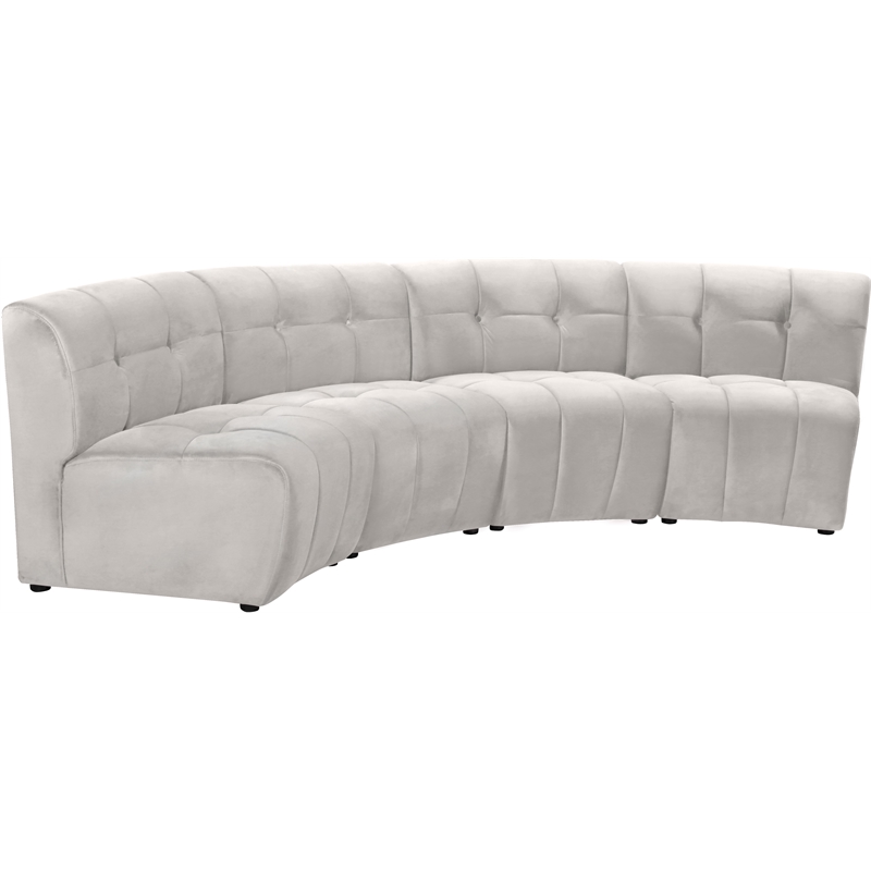 Meridian Furniture Limitless Cream Velvet Modular 4 Piece Sectional