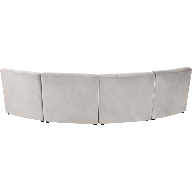 Meridian Furniture Limitless Cream Velvet Modular 4 Piece Sectional