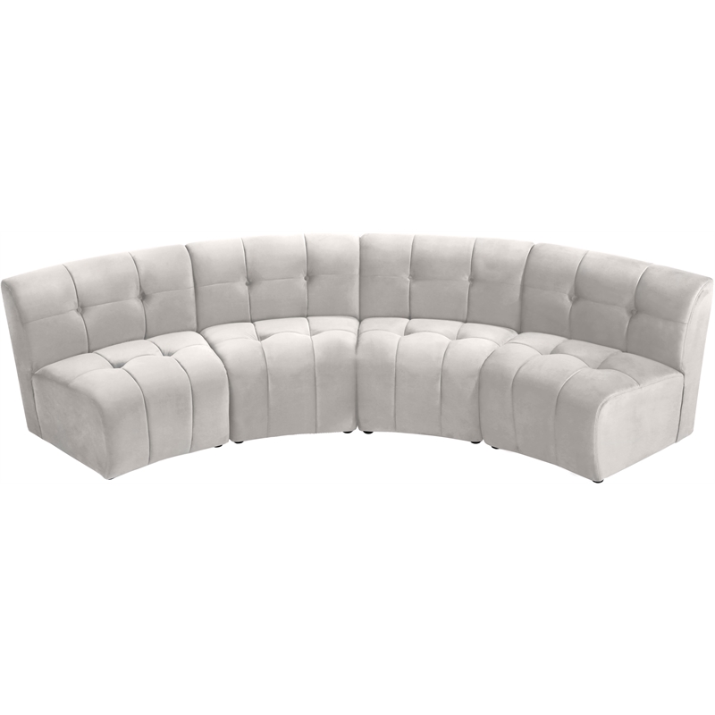 Meridian Furniture Limitless Cream Velvet Modular 4 Piece Sectional