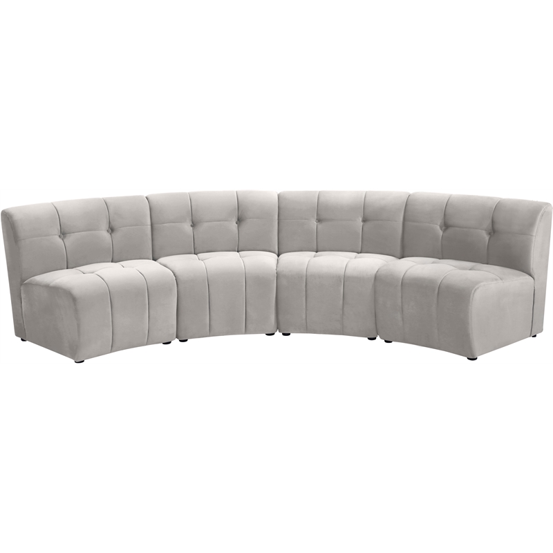 Meridian Furniture Limitless Cream Velvet Modular 4 Piece Sectional