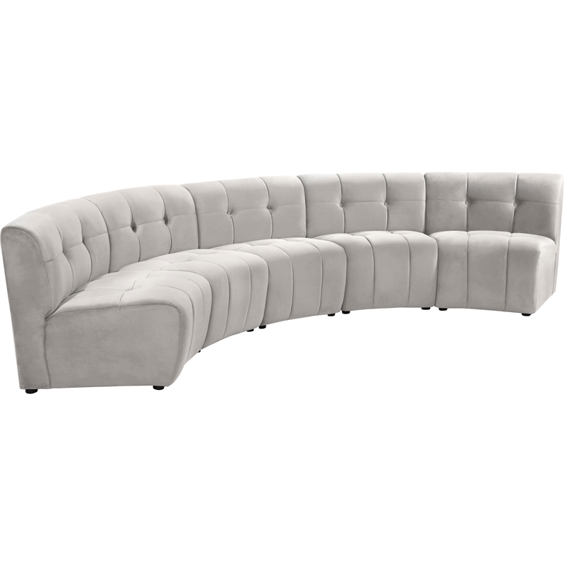 Meridian Furniture Limitless Cream Velvet Modular 5 Piece Sectional