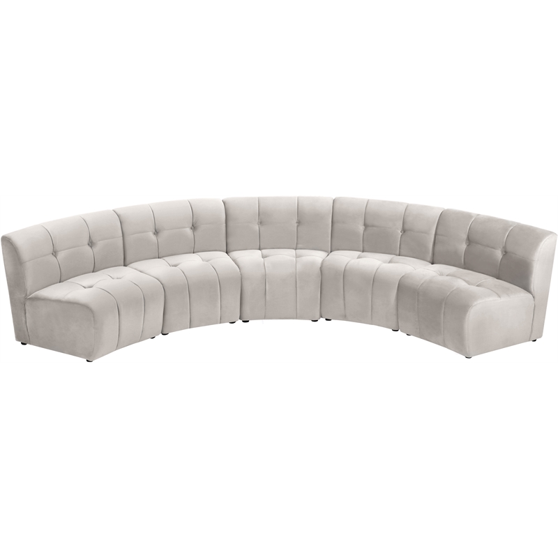 Meridian Furniture Limitless Cream Velvet Modular 5 Piece Sectional