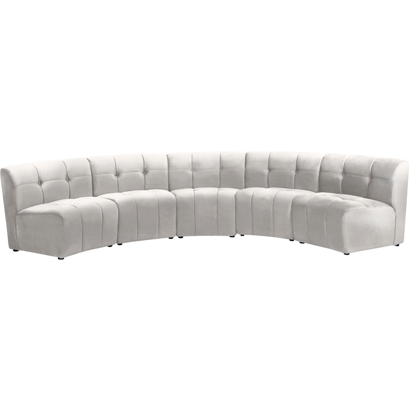 Meridian Furniture Limitless Cream Velvet Modular 5 Piece Sectional