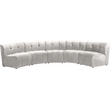 Meridian Furniture Limitless Cream Velvet Modular 5 Piece Sectional