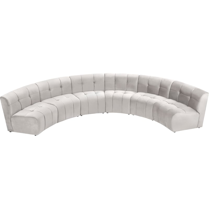 Meridian Furniture Limitless Cream Velvet Modular 6 Piece Sectional