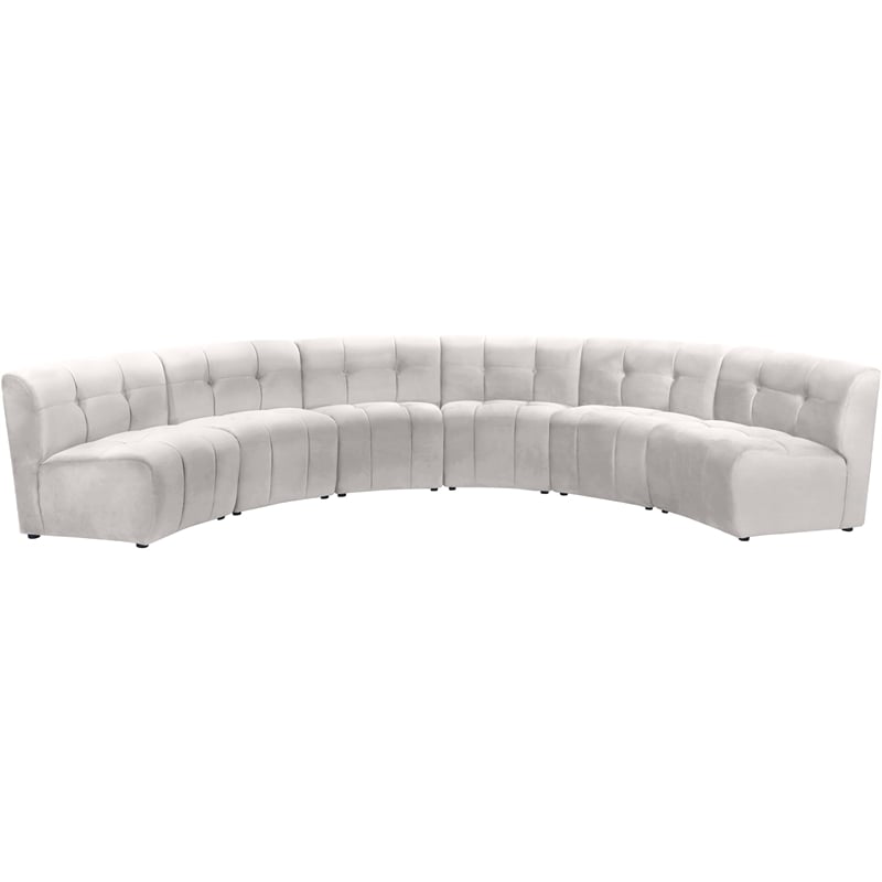 Meridian Furniture Limitless Cream Velvet Modular 6 Piece Sectional