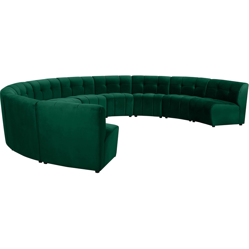 Meridian Furniture Limitless Green Velvet Modular 10 Piece Sectional