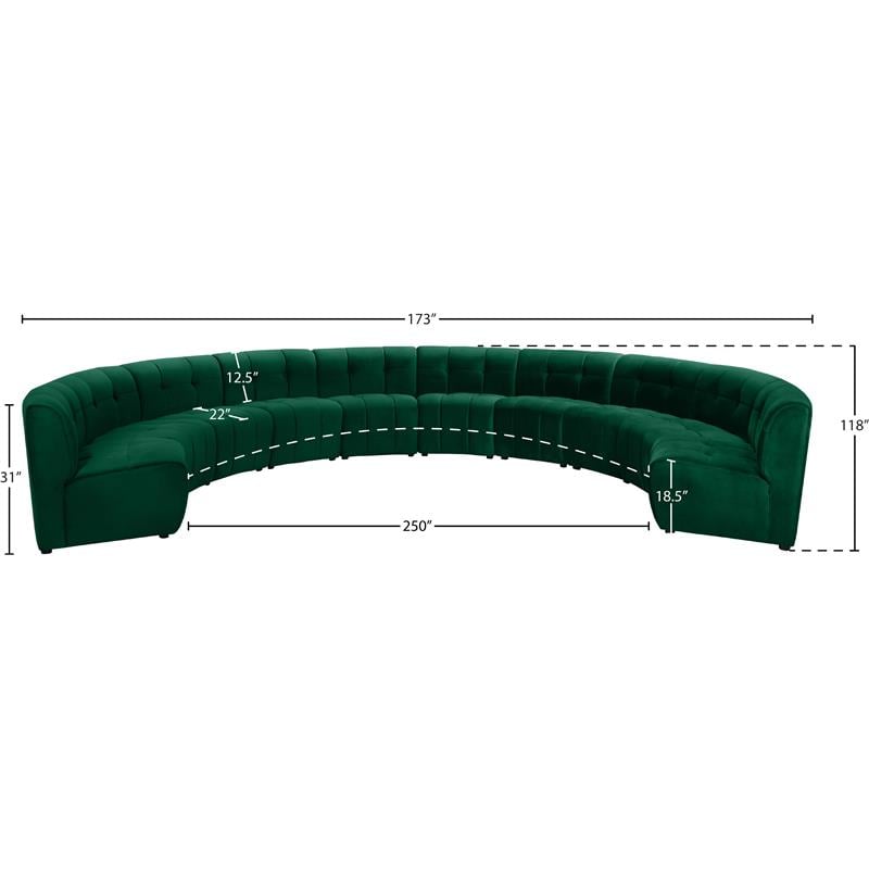 Meridian Furniture Limitless Green Velvet Modular 10 Piece Sectional