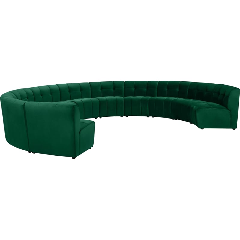 Meridian Furniture Limitless Green Velvet Modular 11 Piece Sectional