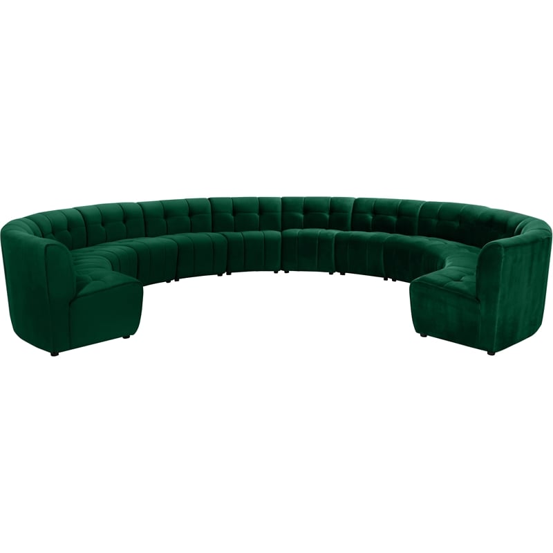 Meridian Furniture Limitless Green Velvet Modular 12 Piece Sectional
