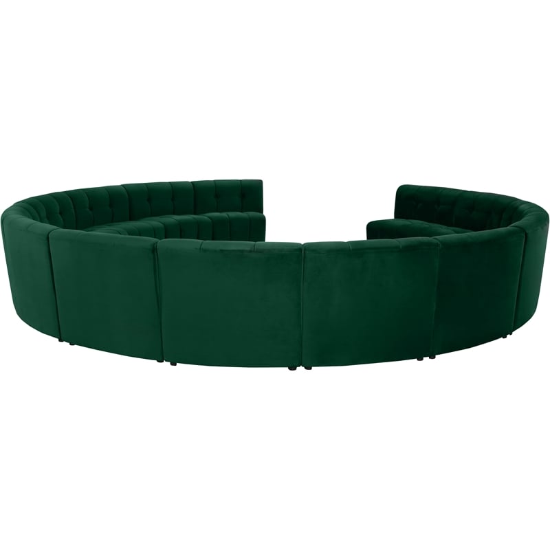 Meridian Furniture Limitless Green Velvet Modular 14 Piece Sectional