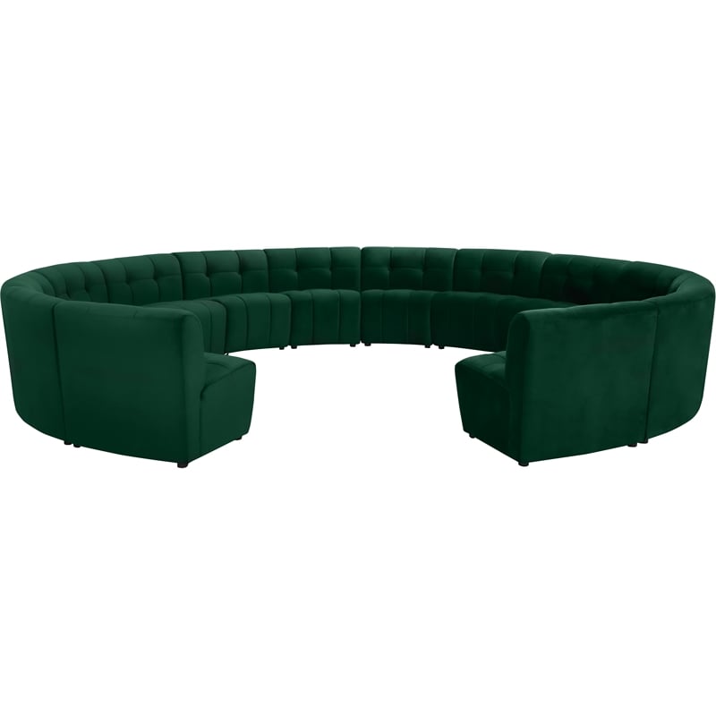 Meridian Furniture Limitless Green Velvet Modular 14 Piece Sectional