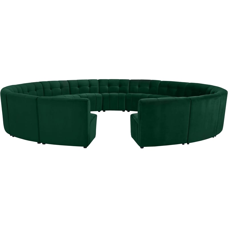 Meridian Furniture Limitless Green Velvet Modular 15 Piece Sectional