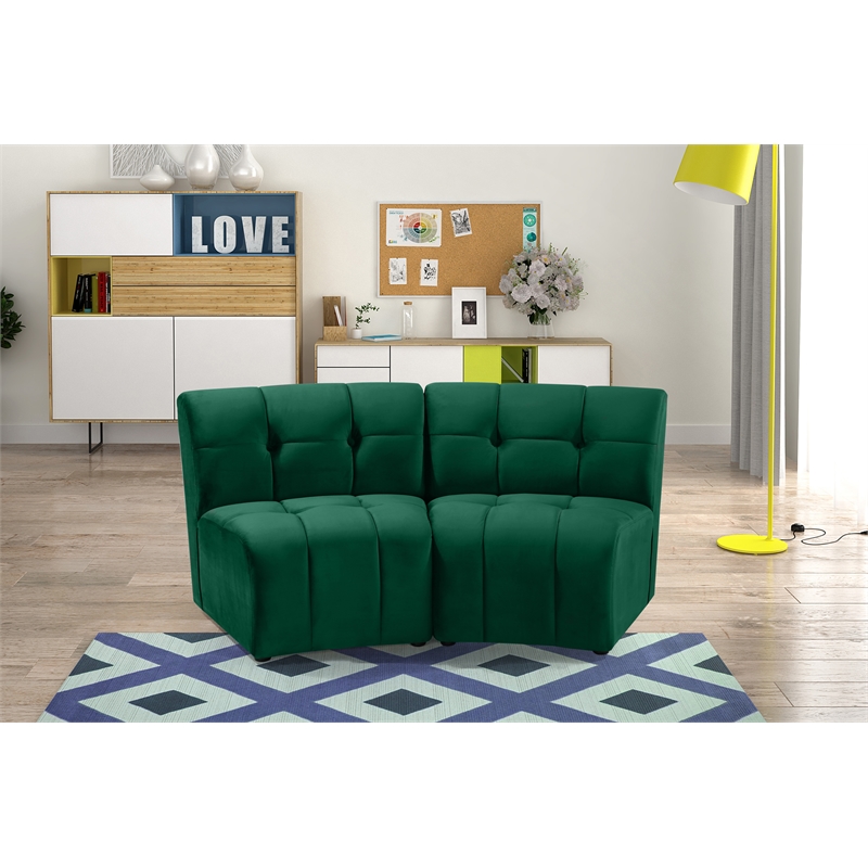 Meridian Furniture Limitless Green Velvet Modular Loveseat