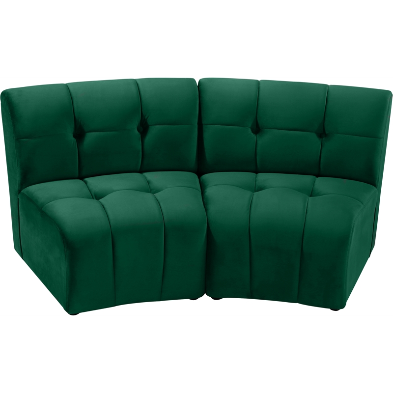 Meridian Furniture Limitless Green Velvet Modular Loveseat