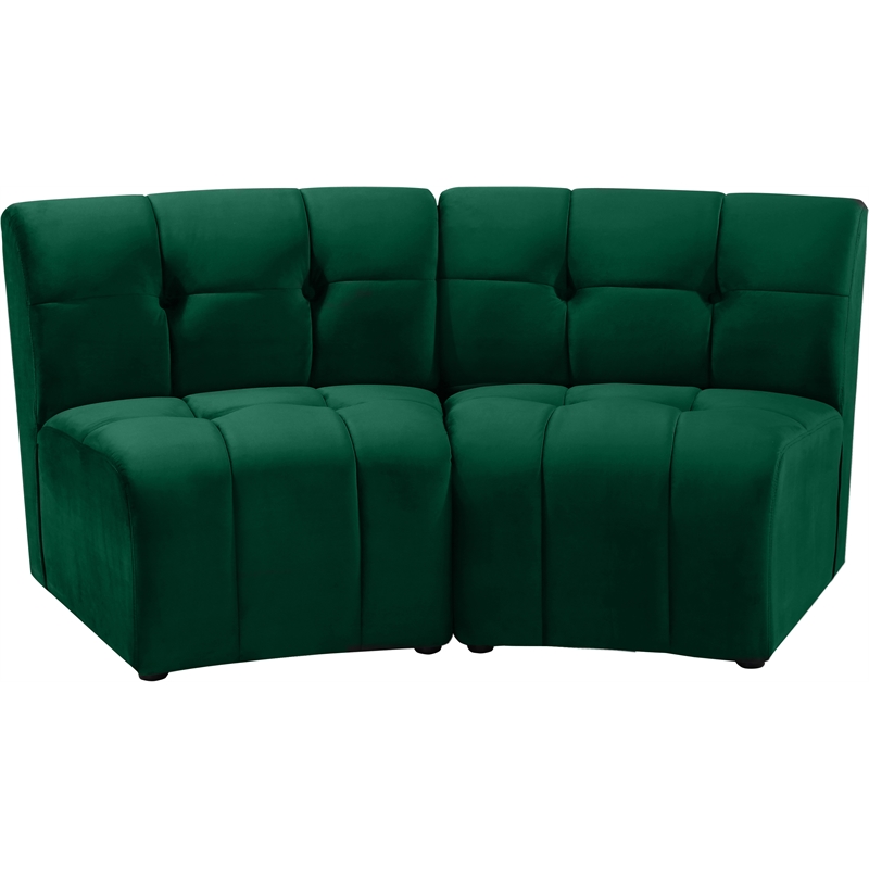 Meridian Furniture Limitless Green Velvet Modular Loveseat