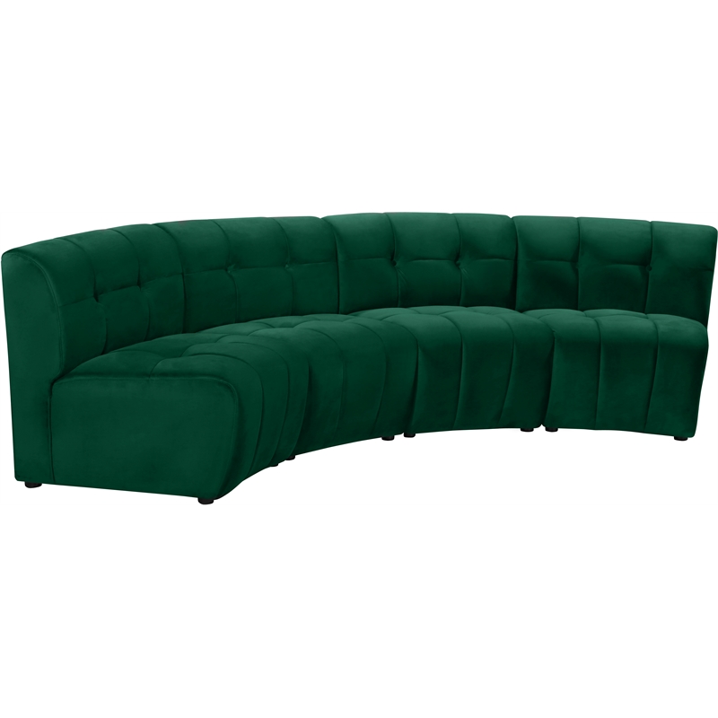 Meridian Furniture Limitless Green Velvet Modular 4 Piece Sectional